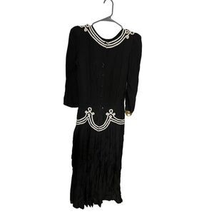 Rayon Sarah Elizabeth Vintage 80s Drop Waisted Dress - Size 4